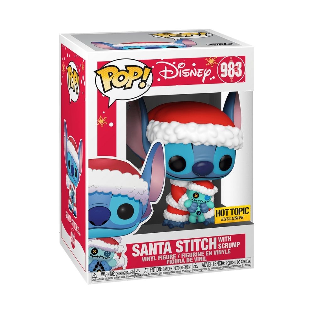 Funko Pop! Disney Santa Stitch w/ Scrump #983 Hot Topic Exclusive